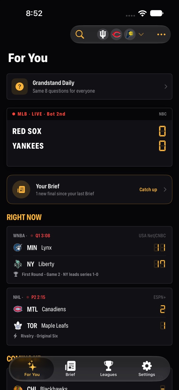 Scoreboard theme: a dark stadium board with amber lettering